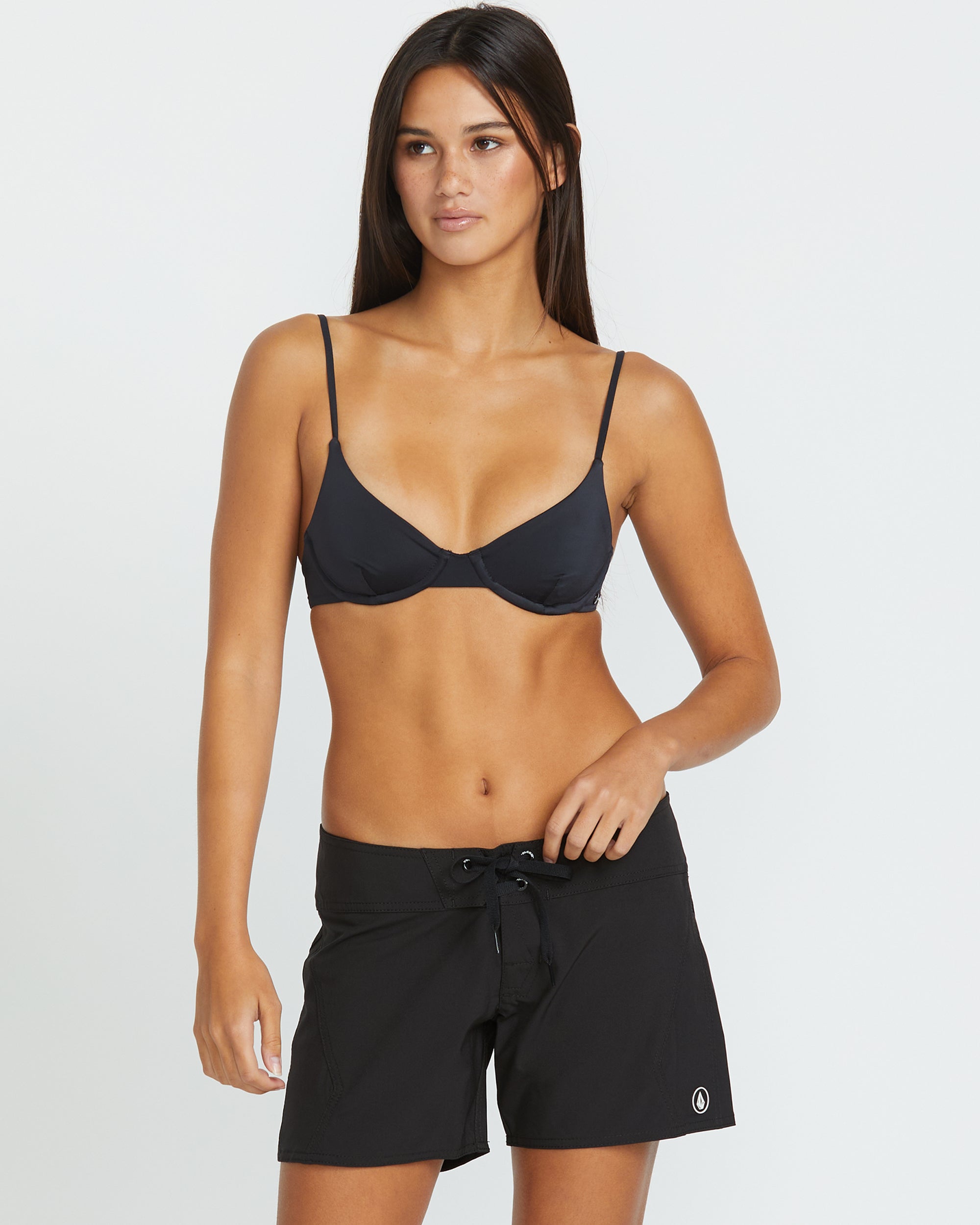 Women's Simply Solid Front-Tie Boardshorts Front